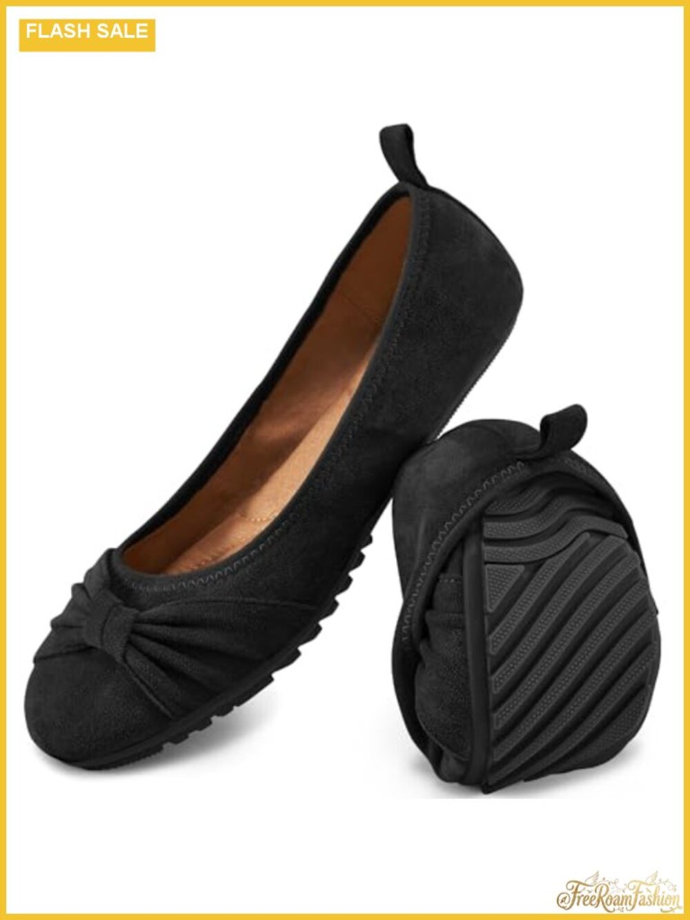 Women's Foldable Ballet Flats Slip-On Work Shoes Memory Foam Cushioned